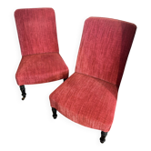 Chaises basses Napoléon III - Velours rouge - Vers 1870