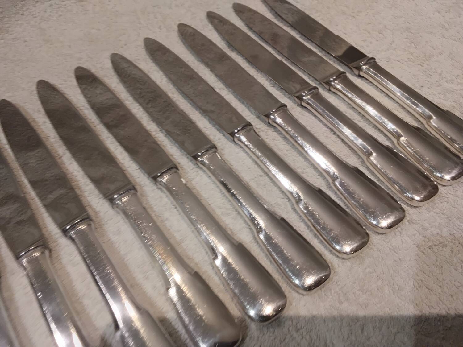 12 silver plated table knives, Francia goldsmith, single-flat, 24.7cm