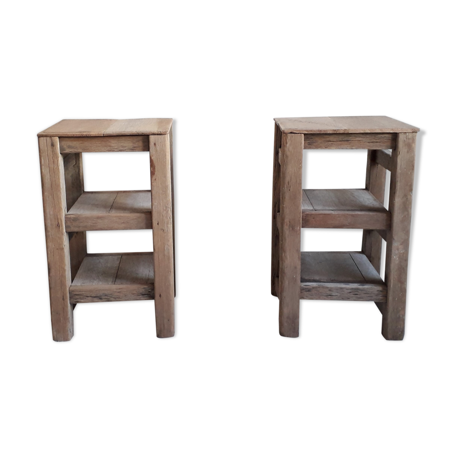 Pair of raw wooden bedsides