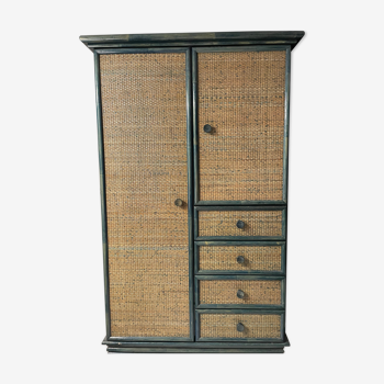 Wardrobe vintage rattan blue