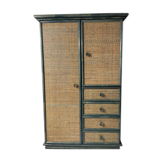 Wardrobe vintage rattan blue