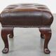 Dark brown cowhide leather Chesterfield ottoman
