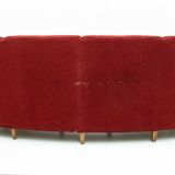 Mid-Century Modern Italian Velvet four Seater Curved Sofa, 1950s