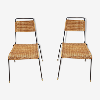 Metal and rattan chairs