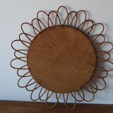 Vintage rattan sun mirror