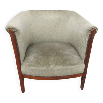Fauteuil tonneau velours kaki