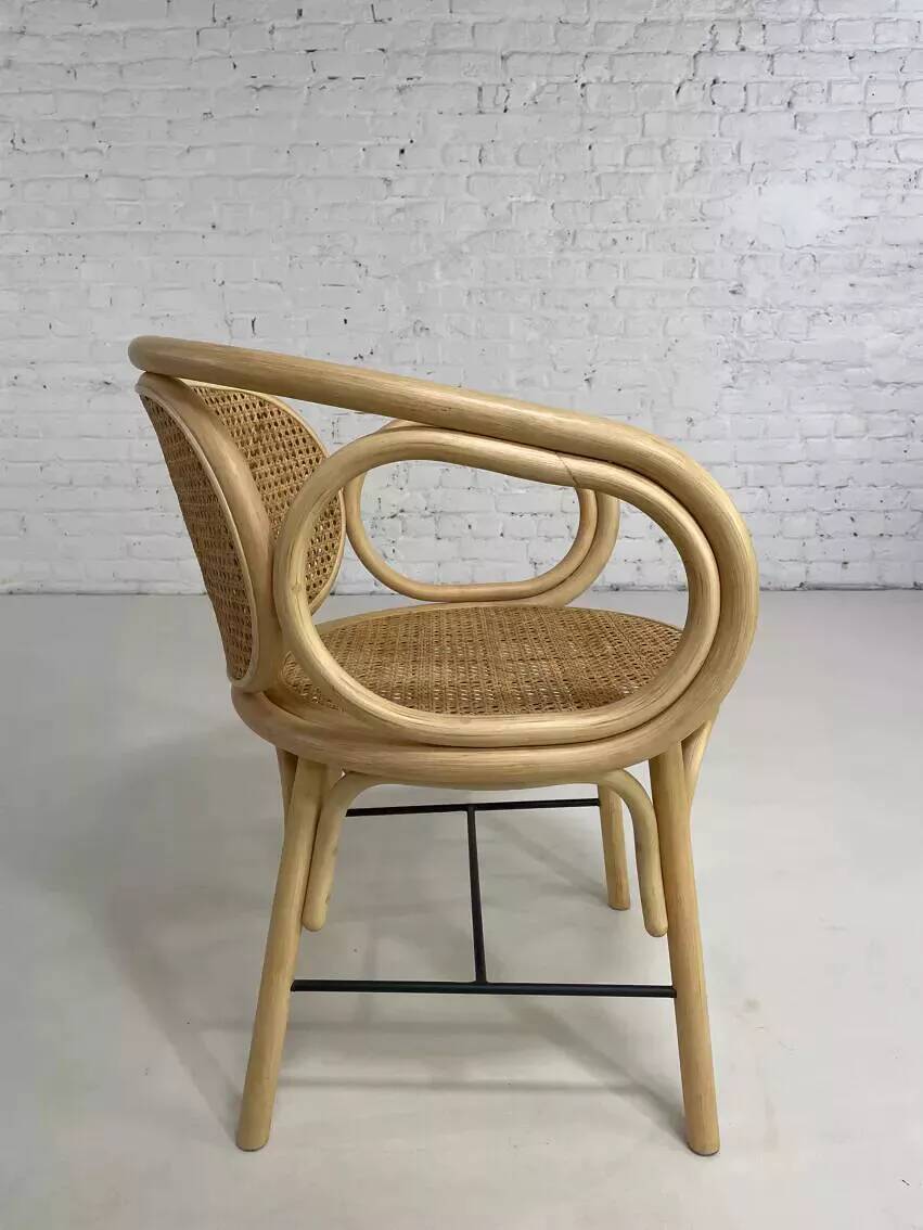 Rattan and cane armchair