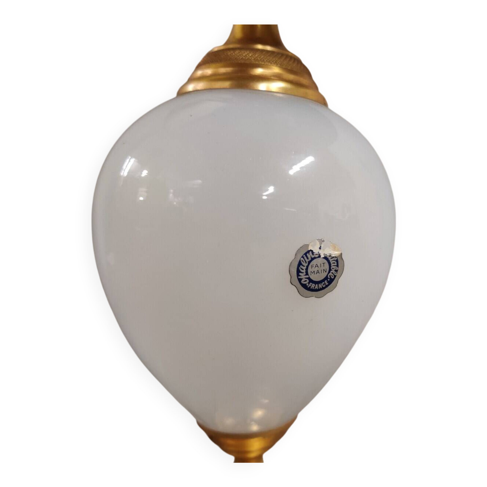 Brass And Opaline Pineapple Leaf Table Lamp 1960s