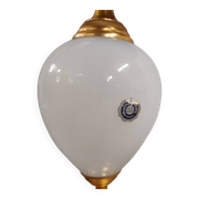 Brass And Opaline Pineapple Leaf Table Lamp 1960s