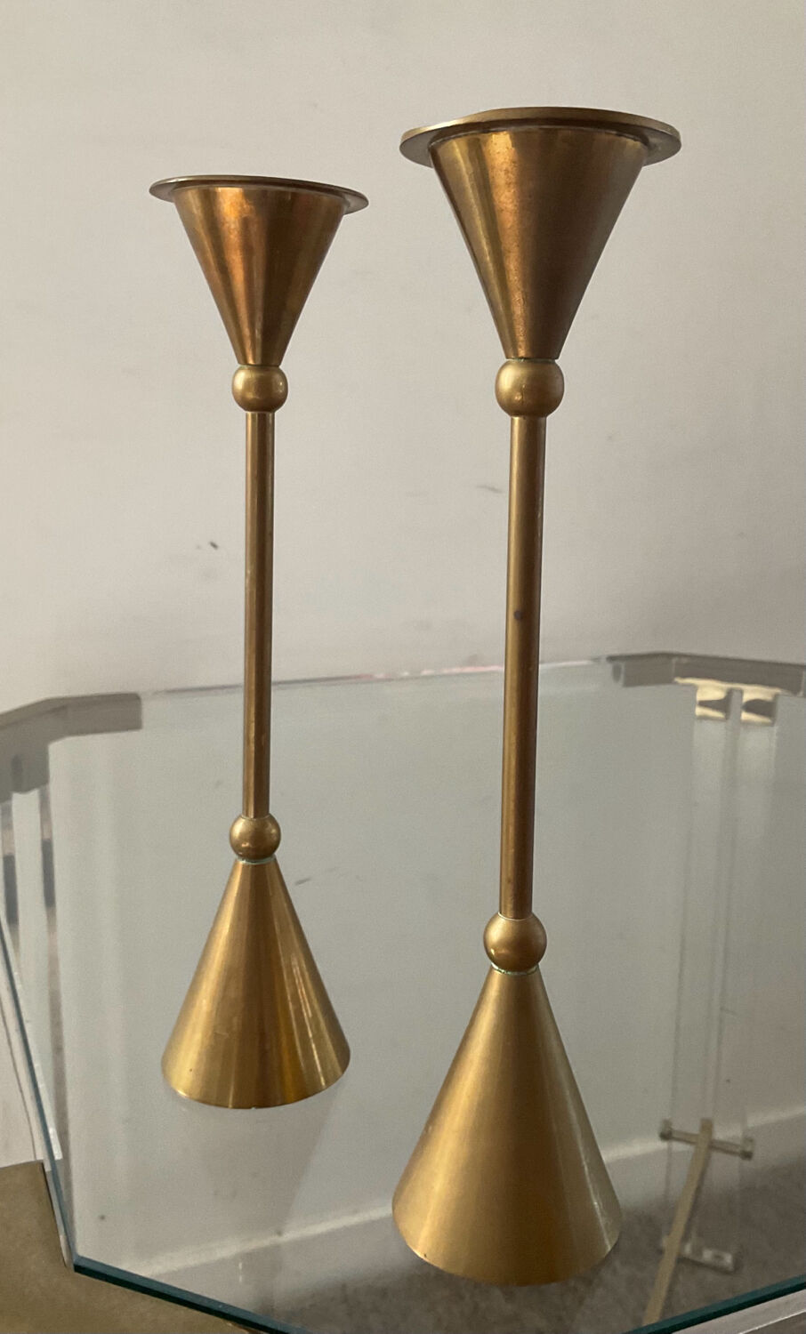 Pair of vintage brass candle holders