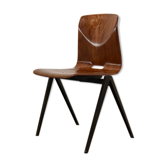 4 Stackable Pagholz Galvanitas s22 industrial dinner chair in light brown, 1960s