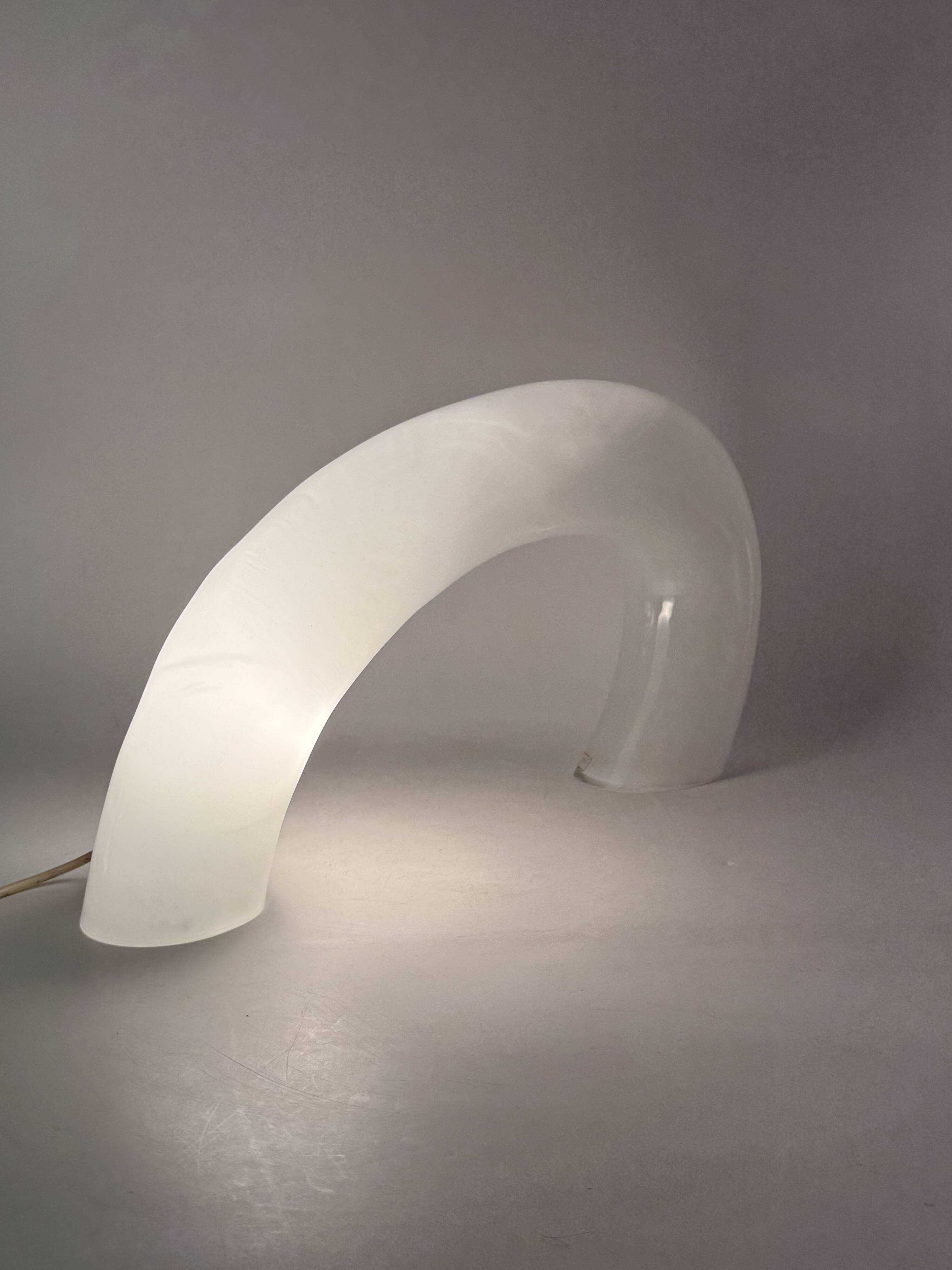 Lampe sculpturale en verre de Murano blanc, Barbini Italie 1970