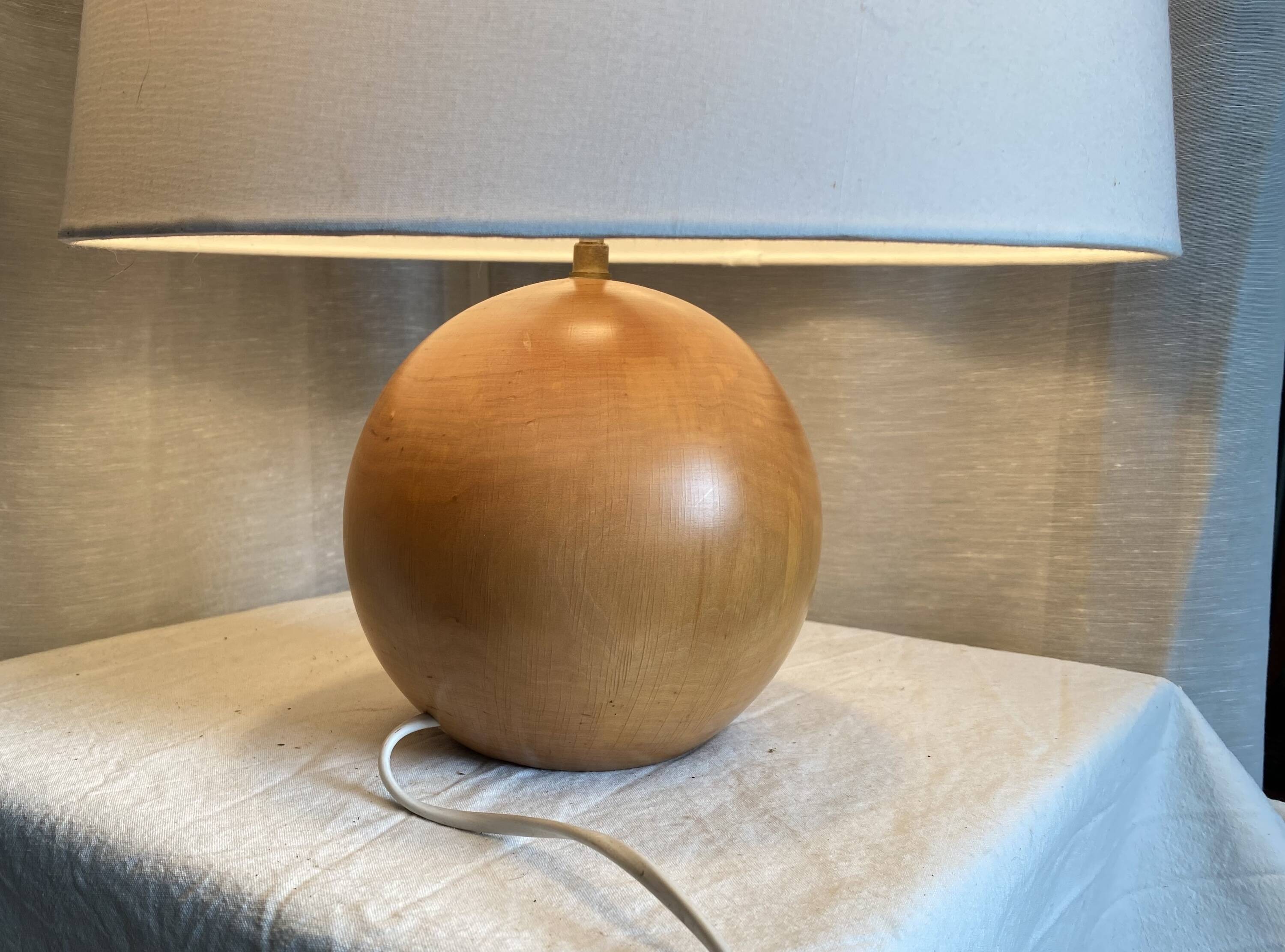 Vintage 1960s turned wood ball lamp