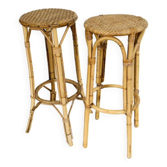 Pair of high rattan stools