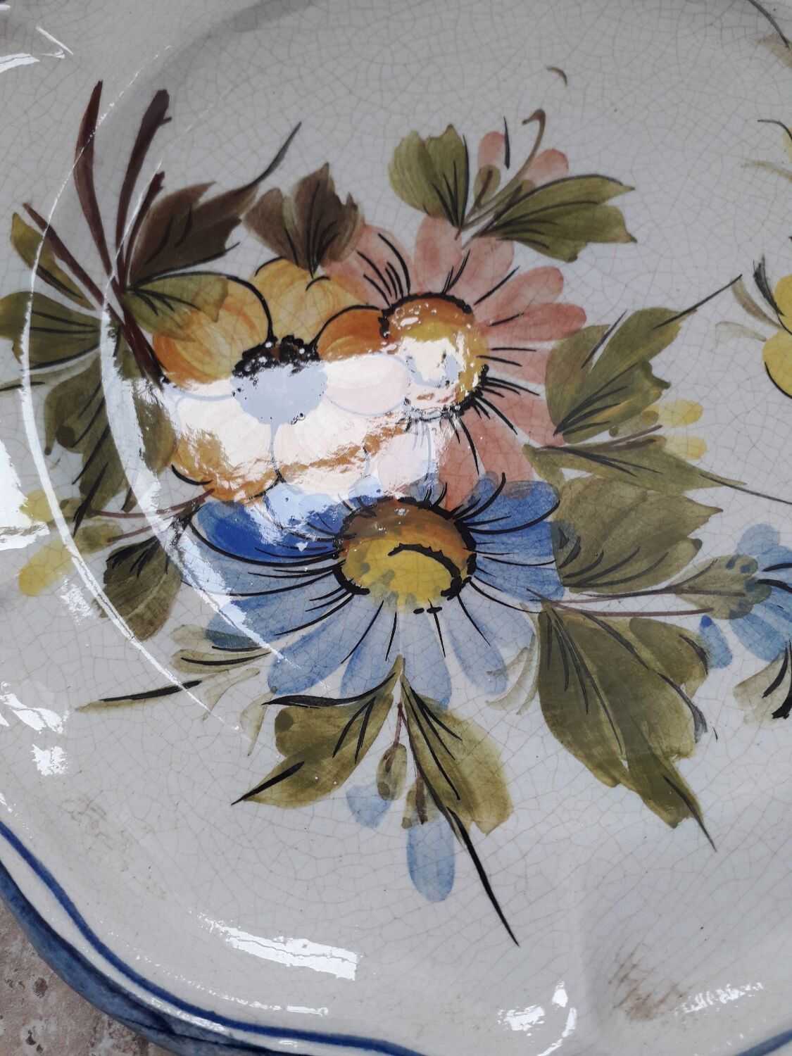 Old earthenware wall plates Bassano Italy floral decor