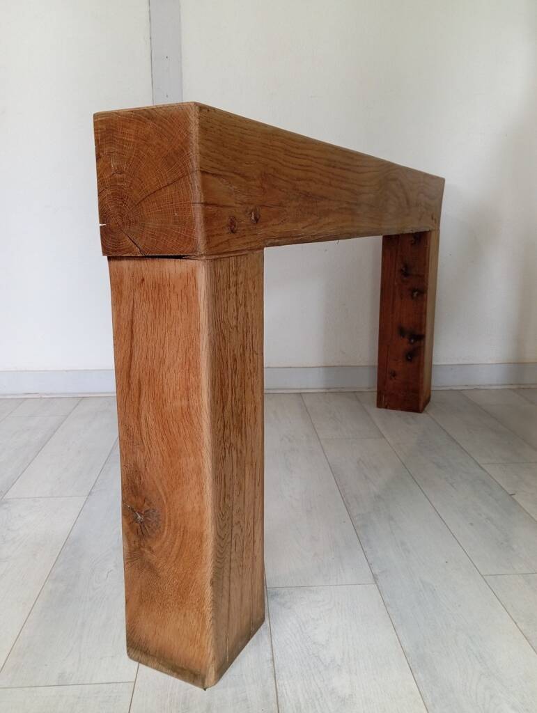 Minimalist solid oak console