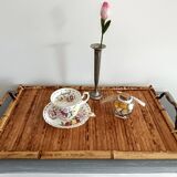 Plateau de service en bambou et osier