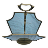 Porte-revues ancien en métal et verre