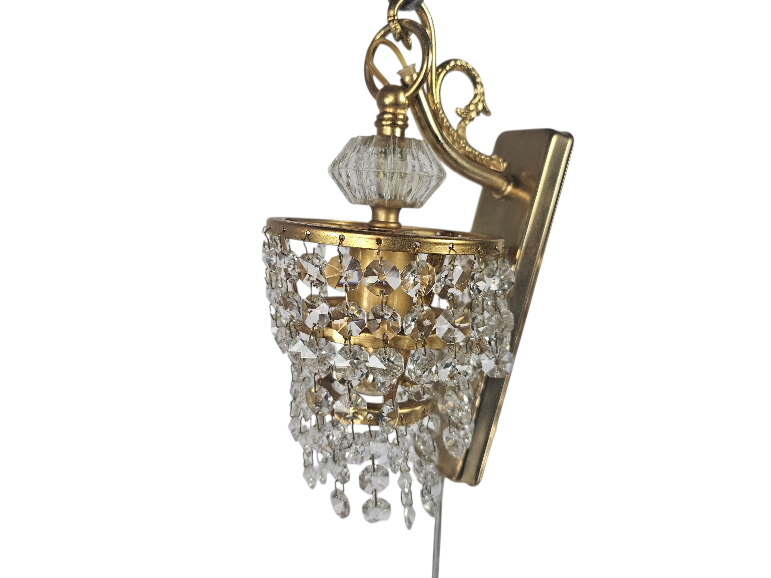 Massive - Hollywood Regency style - gold plated - crystal - Belgium - 70's