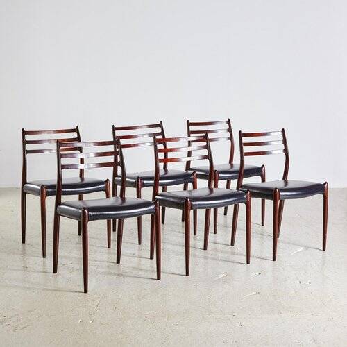 Rosewood Model 78 Dining Chairs by Niels O. Møller for J.L. Møllers, 1960s, Set of 6