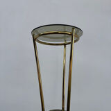 Golden tripod stand with smoked glass from the 1970s.