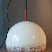 Raak pendant lamp 1960/70 in white and red metal.