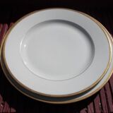 2 round dishes Limoges porcelain golden border