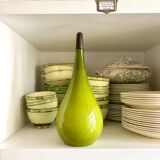 Scandinavian pendant light in green opaline and teak