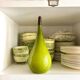 Scandinavian pendant light in green opaline and teak