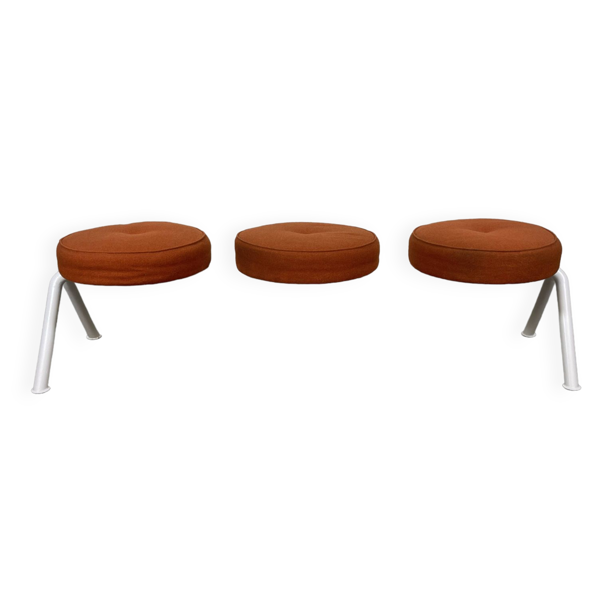 Trio bench seat orange white steel