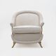 Pair of French Mid-Century Armchairs in Art Deco Style with Brass Details