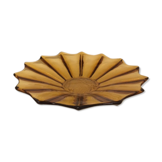 Mustard yellow glass fruit dish