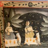Tableau à la gouache sur tissu indien
