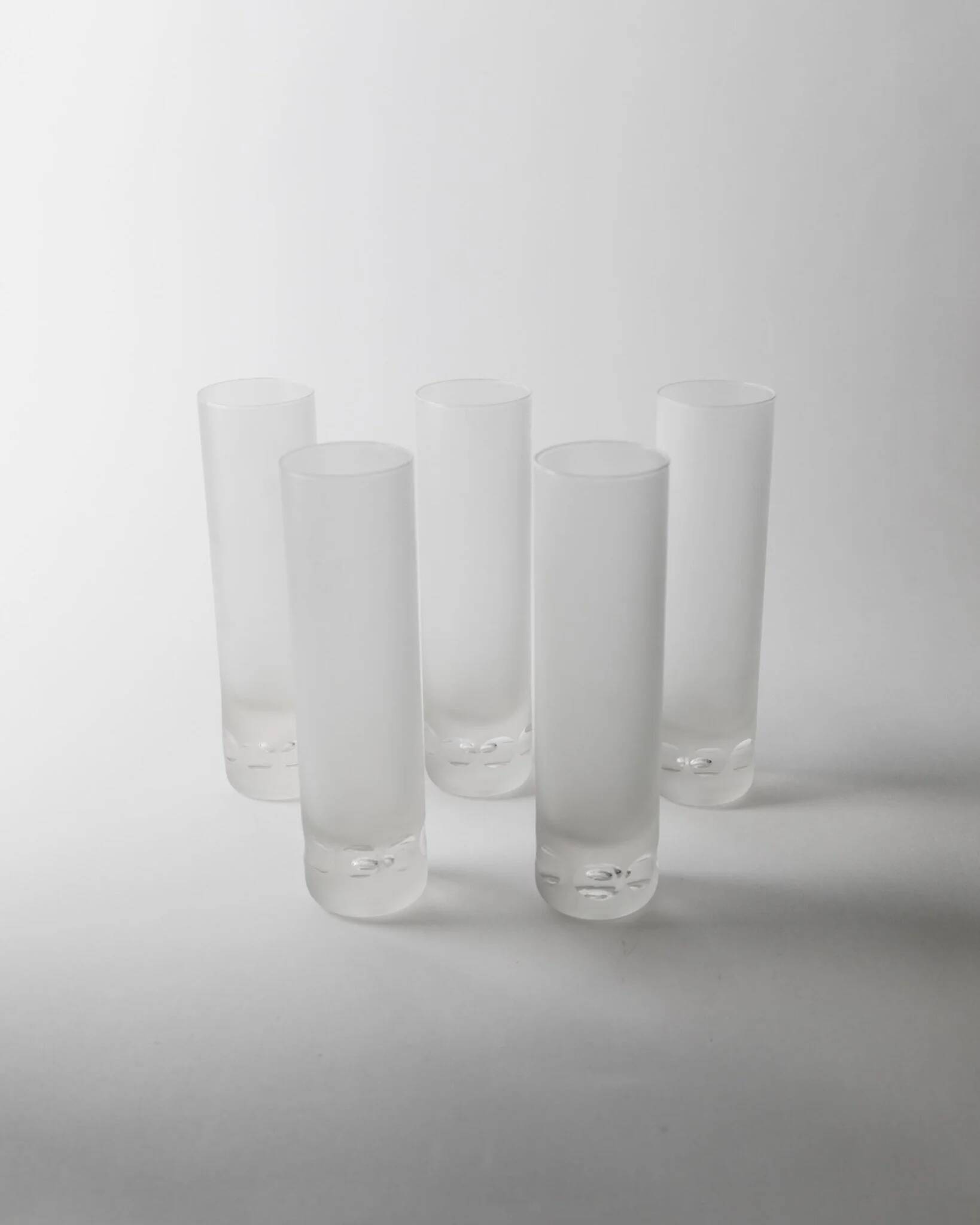 Vintage set of 5 Murano drinking glasses - ice effect with bubble details, heavy quality - Italian design from the 1970s - long drink glasses, gift idea.