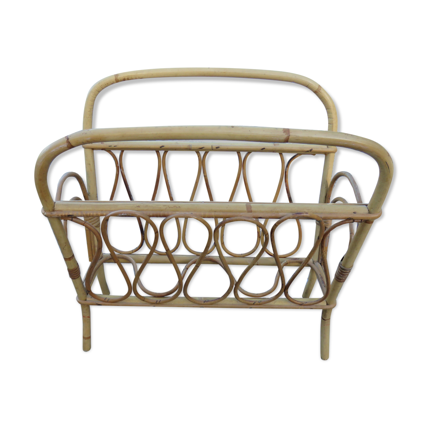 Porte revues vintage rotin
