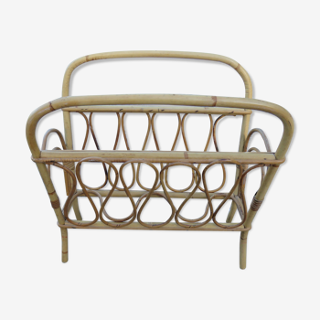 Vintage rattan magazine holder