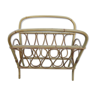 Vintage rattan magazine holder