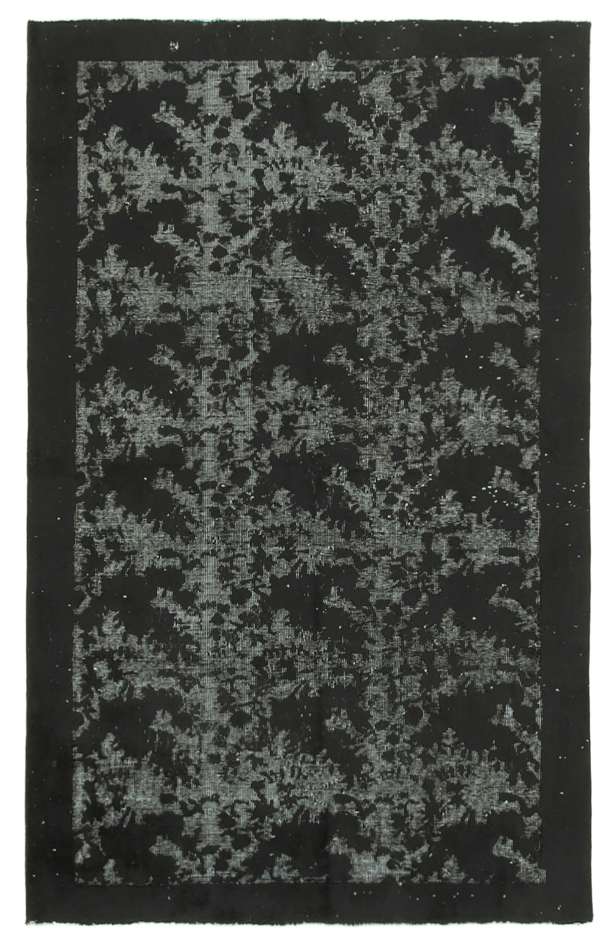Handmade distressed oriental 1980s 158 cm x 250 cm black rug