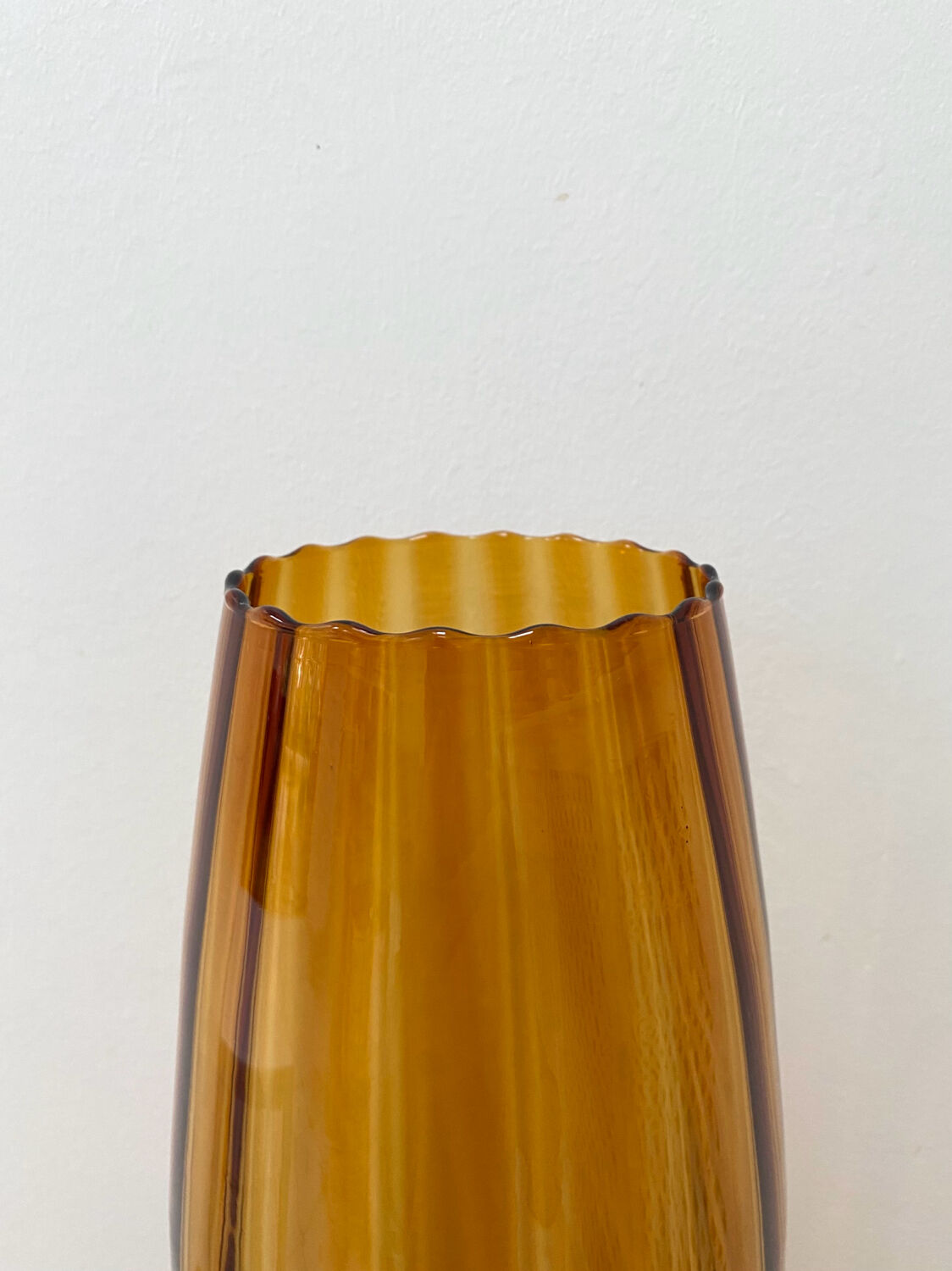 Large XL candy jar Empoli Italy in amber blown glass - 1960s