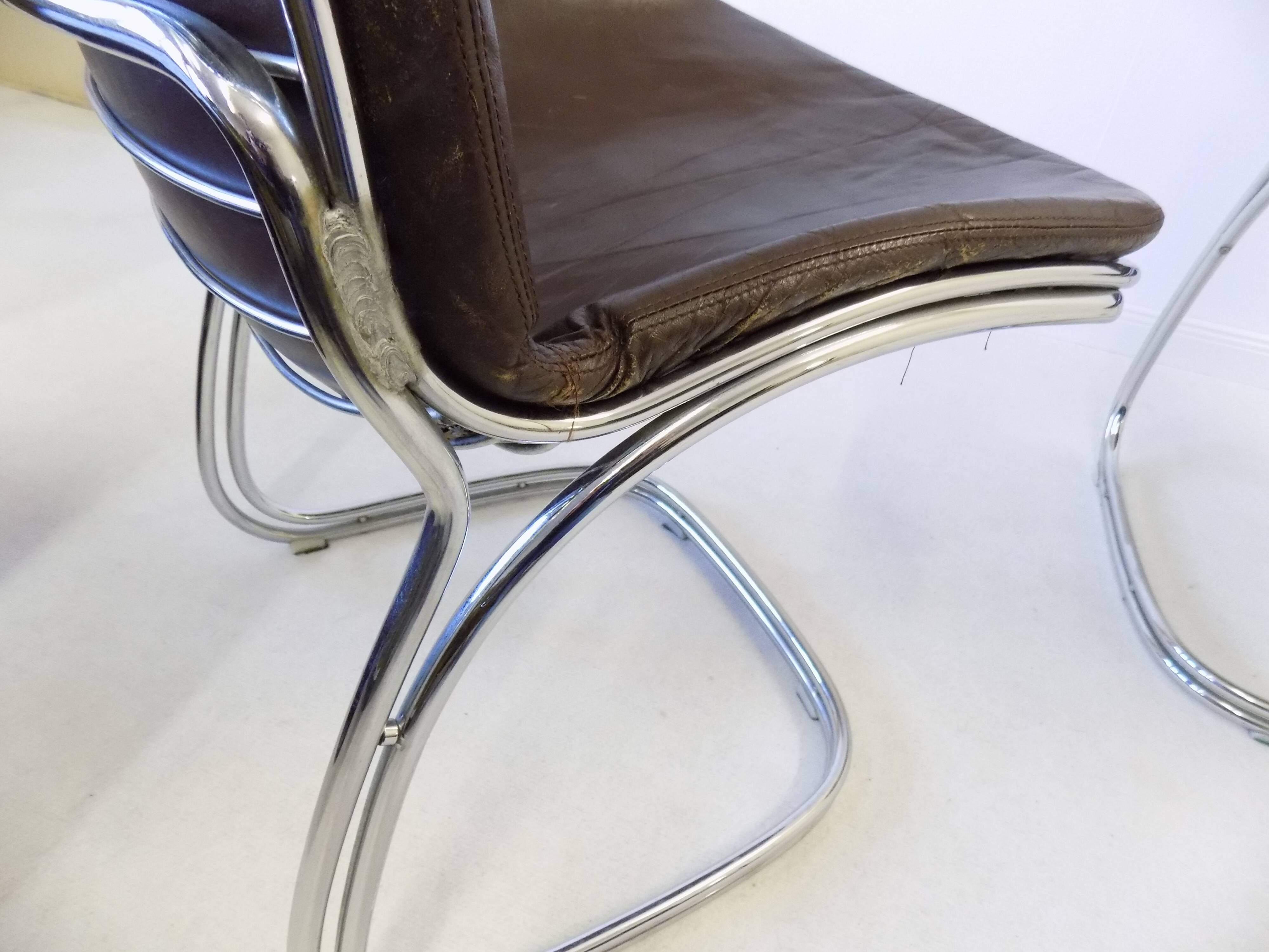 Rima Sabrina set of 4 leather dining chairs by Gastone Rinaldi