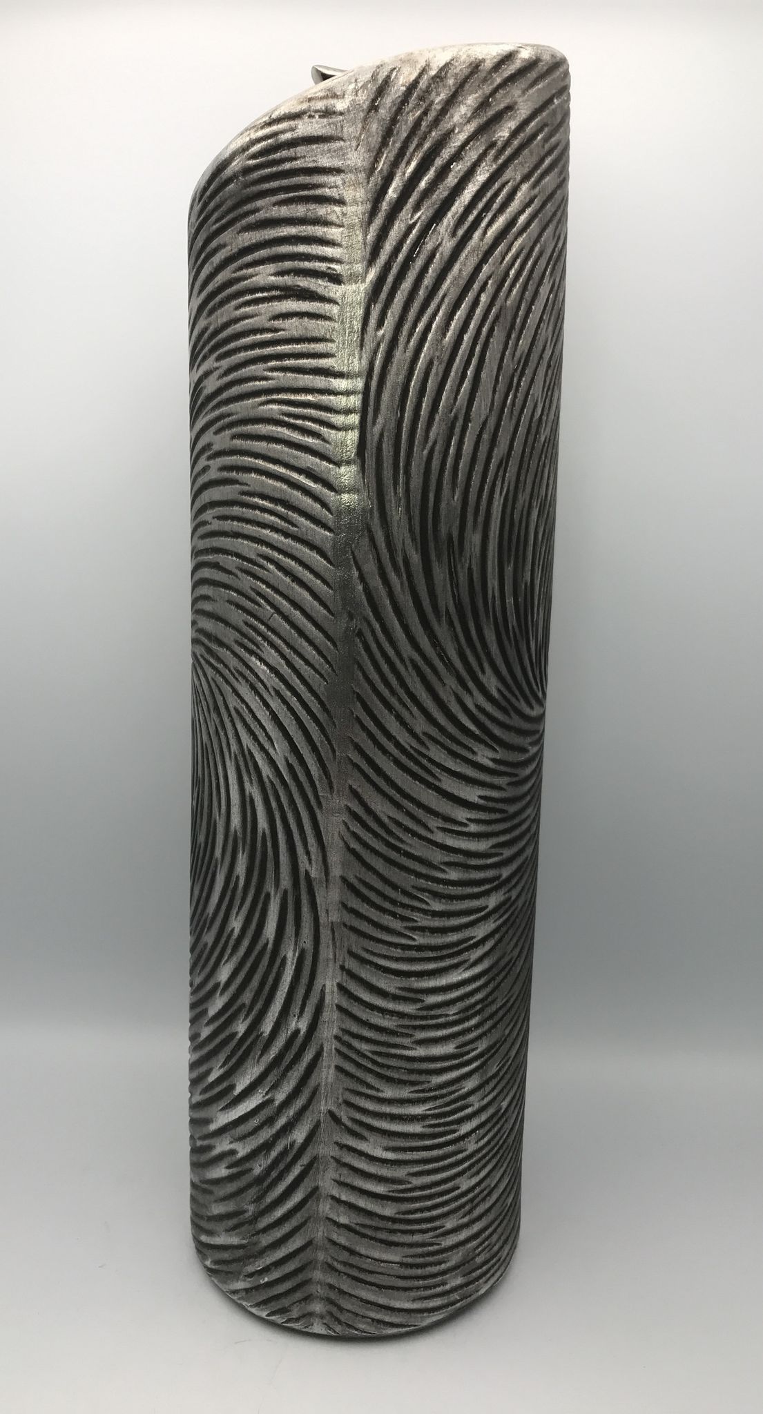 Vase tubulaire en céramique à effet de couleur argenté 39 cm