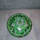 Vintage basket made of woven and glazed ceramic