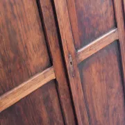 Vintage Parisian wardrobe with two doors. Pine wood. France, 1950s.