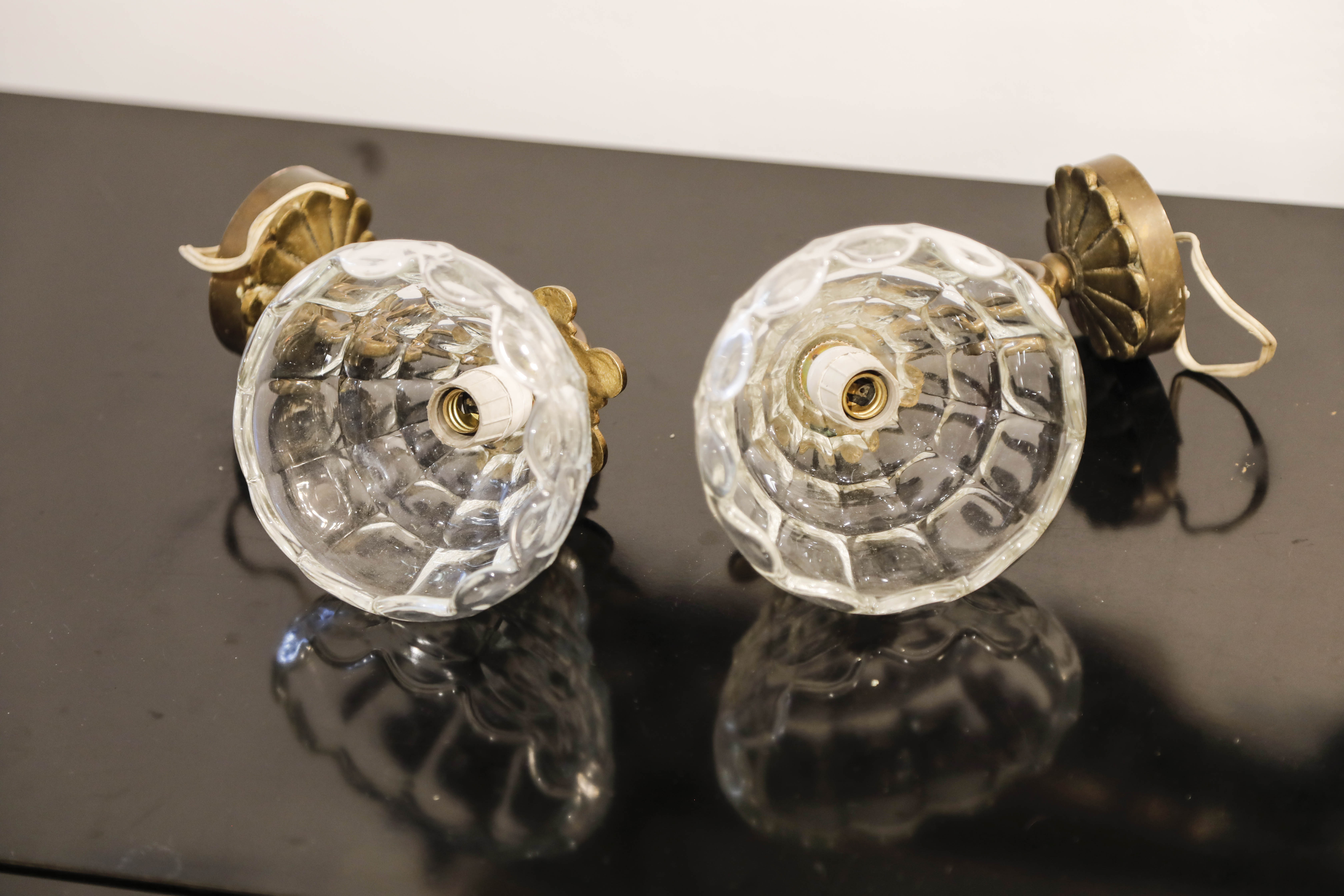 Pair wall light Murano faceted glass