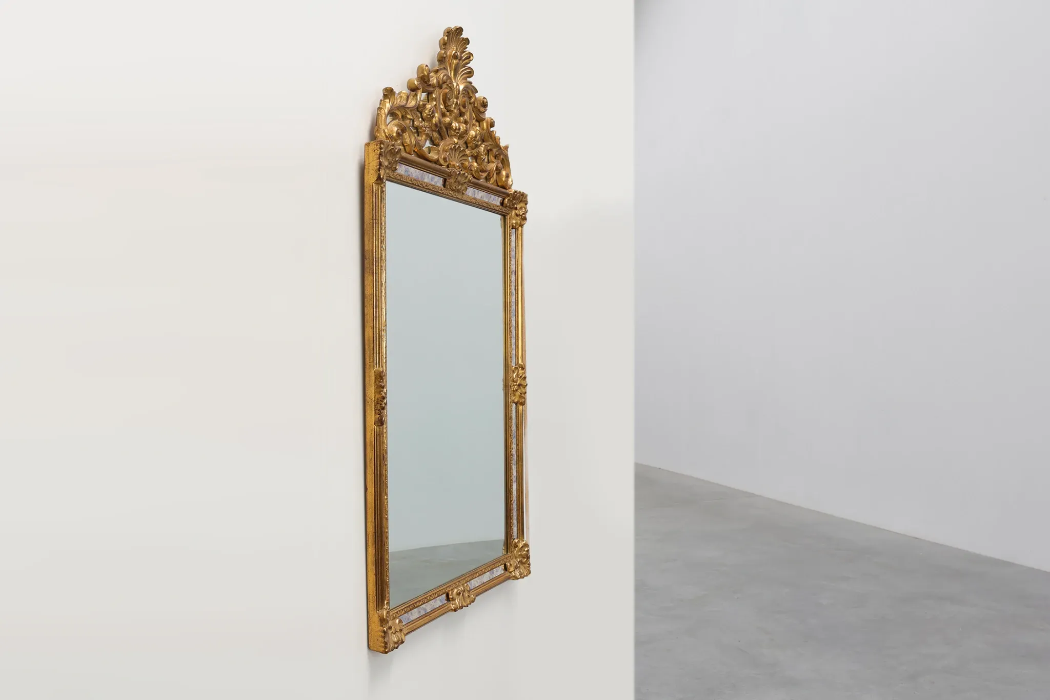 Mirror with Acanthus Crest and Marbled Borderby Deknudt, Belgium, 20th Cent