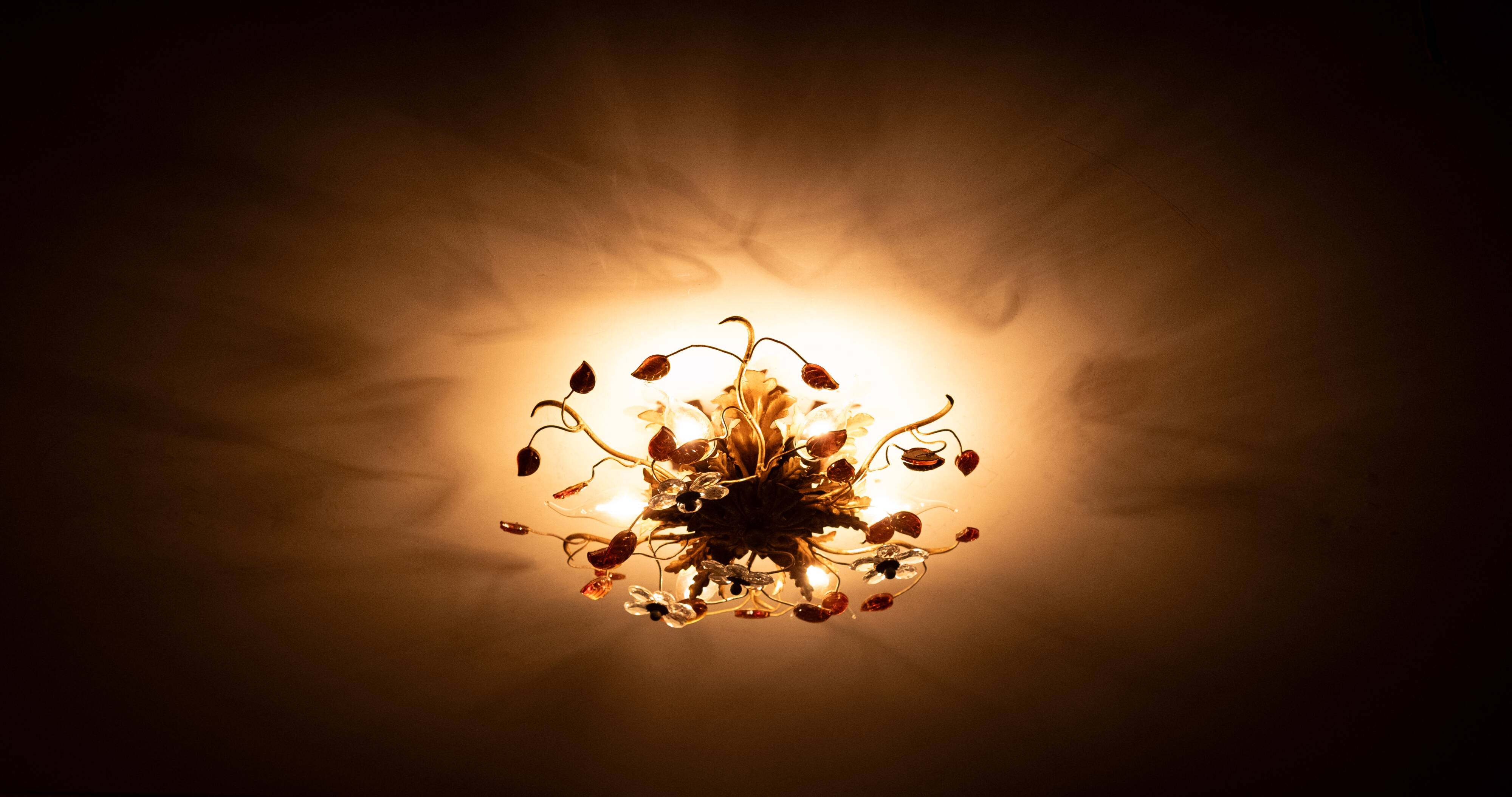 Wonderful gilded florentine flush mount light by Banci Firenze 1970s Italy