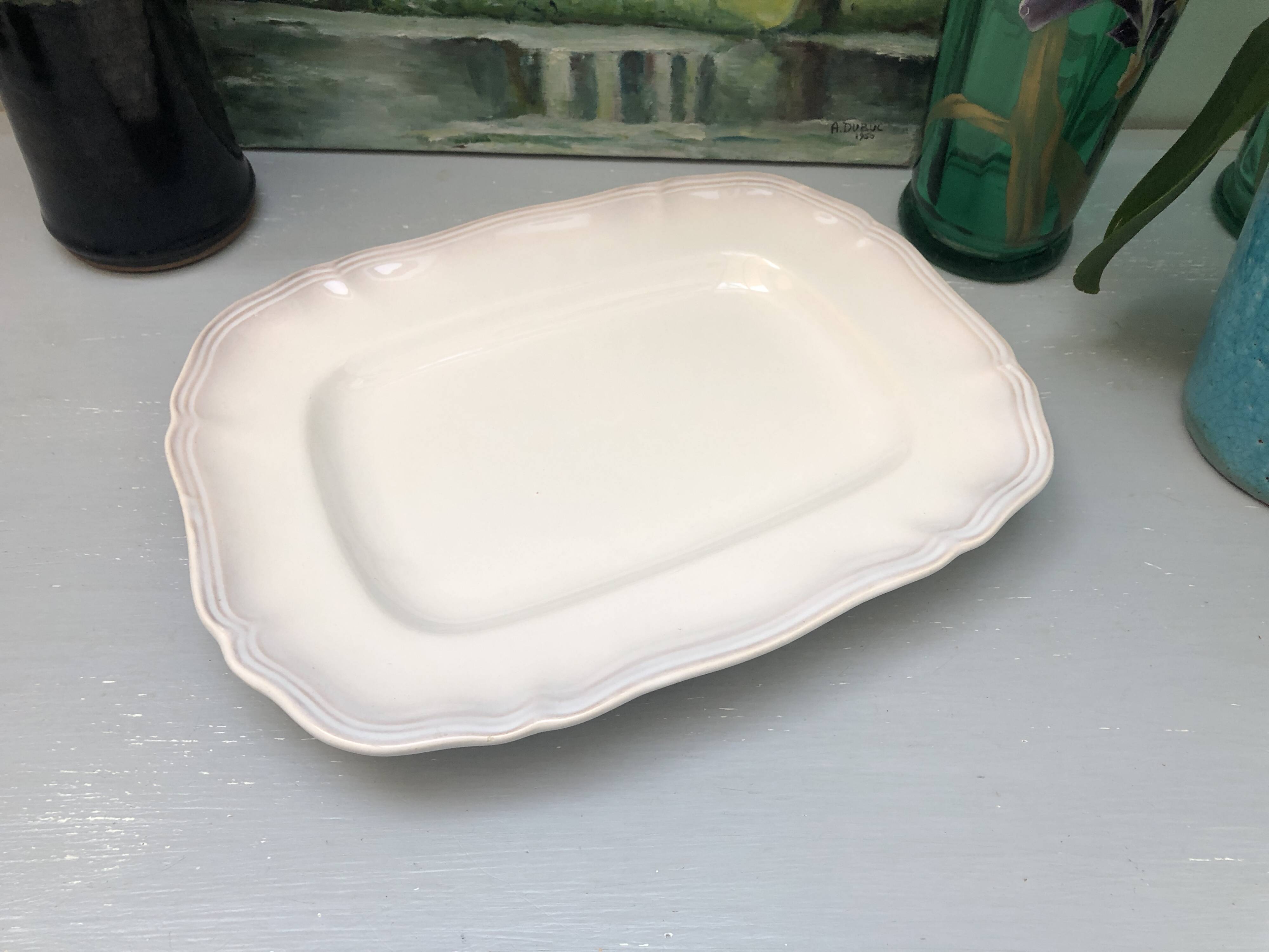 Rectangular dish with gadroons stamped Sarreguemines France, Chambord model