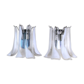 1970's Murano Glass Sconces, Mazzega, Italy - a Pair