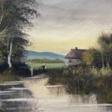 Pendant of 2xhst painting (19th/20th century) barbizon era "animated landscape"