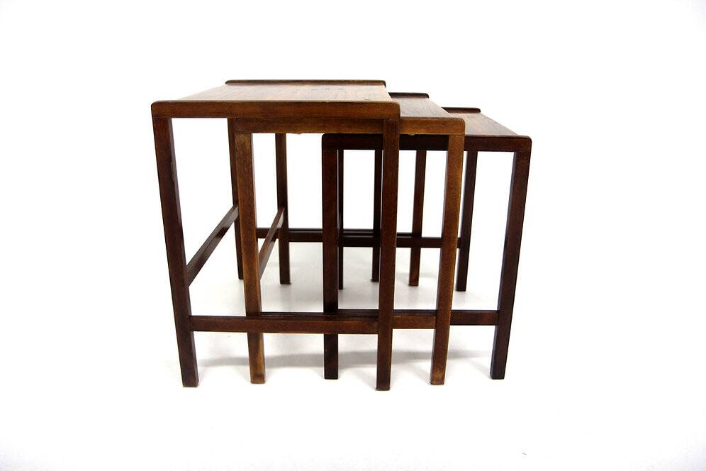 Set of 3 Scandinavian nesting tables in rosewood, Sweden, 1960.